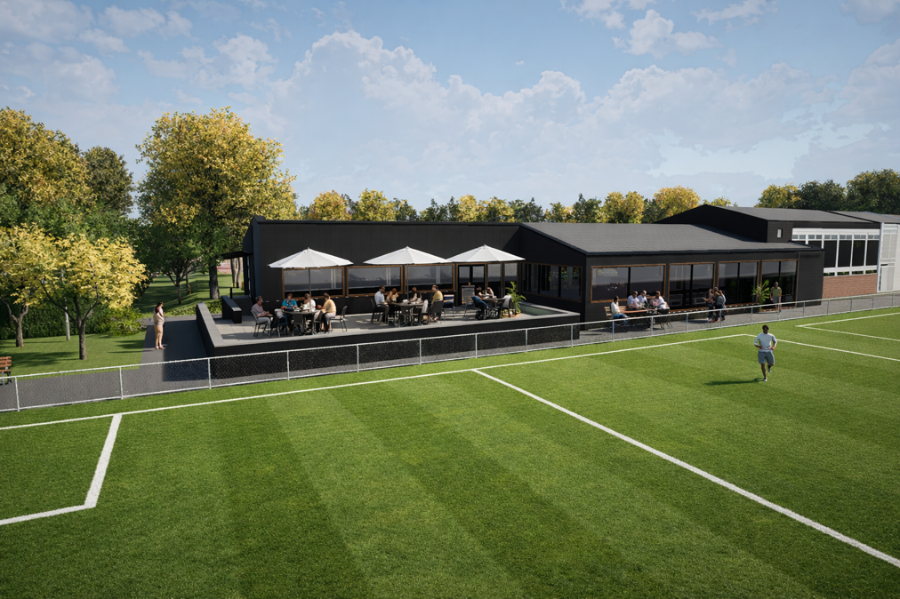 Artist impression terras voetbalzijde
